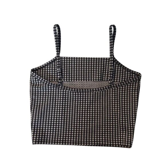 Fitz + Eddi Womens Black & White Gingham Crop Top Size S Polyester & Spandex - Picture 2 of 4